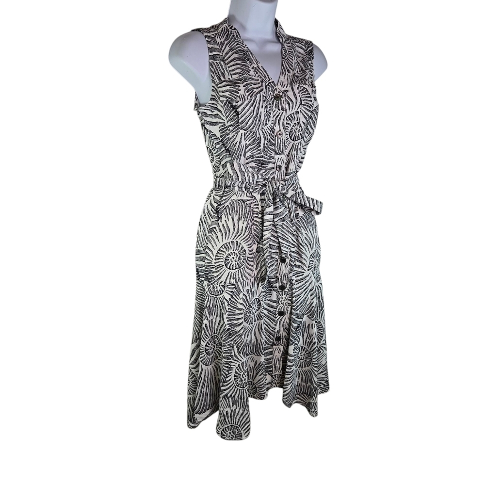 Whbm Seashell Nautilus Nautical Button Up Sleevel… - image 1